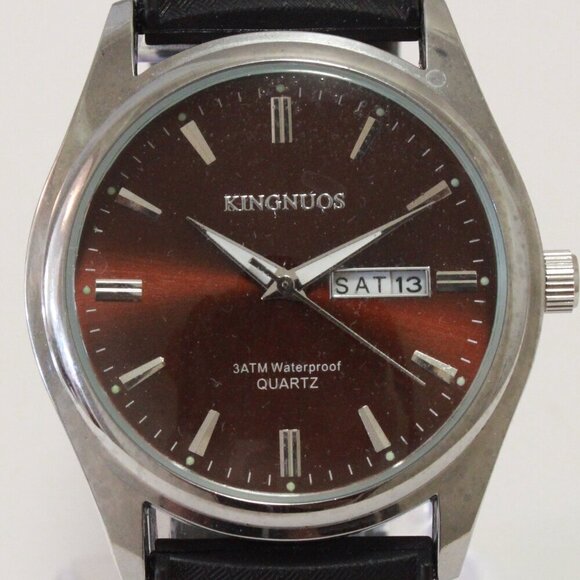 Men's Contemporary Sport watch Black Tropical Rubber Strap Day Date 40mm - Picture 9 of 12